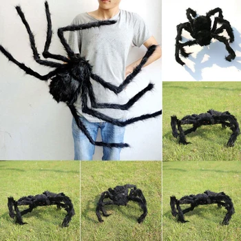 1 Adet 30cm Süper Büyük Peluş Örümcek Tel Ve Peluş Siyah Ve Çok Renkli Tarzı Parti Veya Cadılar Bayramı Süslemeleri