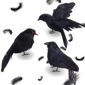 1 adet Cadılar Bayramı Süslemeleri Siyah Karga Modeli Simülasyon Sahte Kuş Hayvan Oyuncaklar Ev fantezi parti elbisesi Dekorasyon Korku Sahne