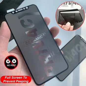 1 ADET Seramik Anti Spy Koruyucu Film iPhone 13 12 Pro Max Ekran Koruyucu iPhone 11 X XS XR 7 8 Artı Gizlilik Yumuşak Cam