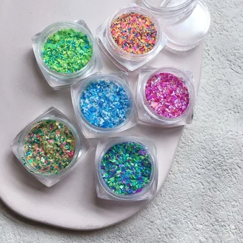 1 Adet tırnak Glitter Renkli Dilimleri Düzensiz Şeker Kağıt Tasarım Gevreği renkli parlak tırnak Pul DIY Manikür tırnak Glitter