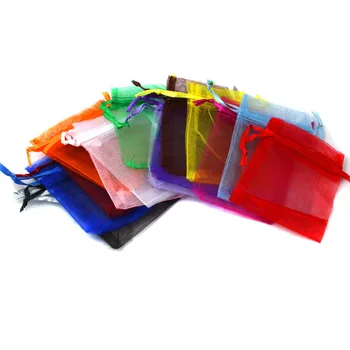 10 adet / grup Seçimi Renkler Takı Ambalaj ve Ekran Çekilebilir organze çantalar 7x9 cm, 9x12 cm hediye keseleri ve Torbalar Şeker Paketleme Çantası