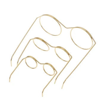 10 adet/paket 3 boyutları Mini Moda Altın Yuvarlak Gözlük Çerçevesi Lenssiz Bebek Dekor Aksesuarları Sıcak satış