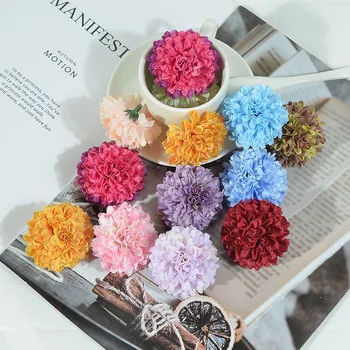 100 adet 5cm Yapay İpek Karanfil ponpon Çiçek Kafa Ortanca Ev Düğün Dekorasyon DIY Scrapbooking Sahte Çiçek Çelenkler