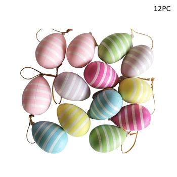 12 adet Paskalya Yapay Yumurta Süslemeleri Ev İçin Renkli paskalya Yumurtaları Asılı Zanaat Çocuklar Hediye Favor Paskalya Civciv Parti Dekor