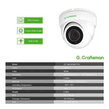 2.8 mm 5MP POE Kapalı IP Kamera Geniş Görüş Açısı Kızılötesi Gece Görüş Onvif Su Geçirmez CCTV Video Gözetim Güvenlik