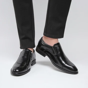 2019 erkek Sonbahar Yeni İş Elbise Ayakkabı Erkekler Hakiki deri ayakkabı Slip-On Beyefendi Ofis basit rahat ayakkabılar AB Boyutu 39-44