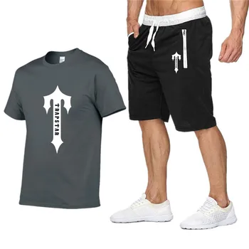2022 Sıcak Satış yazlık t-shirt pantolon seti Rahat TRAPSTAR Marka Spor koşucu pantolonu T-Shirt Hip Hop Moda erkek Spor Giyim