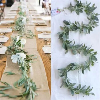 2m Düğün Dekorasyon Zemin Okaliptüs Çelenk Yapay Bitki Yaprakları Sarmaşıklar Duvar Asılı Garland Düğün masa süsü