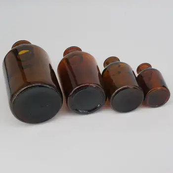 30/60/125/250/500/1000/2500mL Dar Ağız Reaktif Şişesi Kahverengi Amber Cam Zemin Cam Tıpa Lab Kimya Züccaciye
