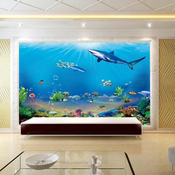 3D duvar resmi Özel 3D-Room-Wallpaper 3D Gerçekçi Hayvan Okyanus Köpekbalığı Fotoğraf Duvar Kağıdı Duvarlar İçin 3D dokunmamış Kağıt Duvar Kağıtları