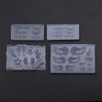 4 Adet DIY Mini Kalp Kanatları Reçine Küpe Kolye Kalıp Nail Art Şablon Silikon Kalıp Takı Yapımı Araçları Sanat Zanaat
