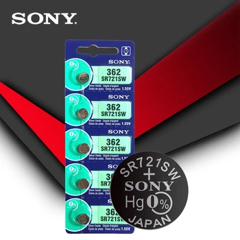 5 adet Sony 100 % Orijinal 362 SR721SW V362 GP62 AG1 1.55 V Gümüş Oksit İzle Pil SR721SW 362 Düğme Düğme Hücre JAPONYA'DA yapılan
