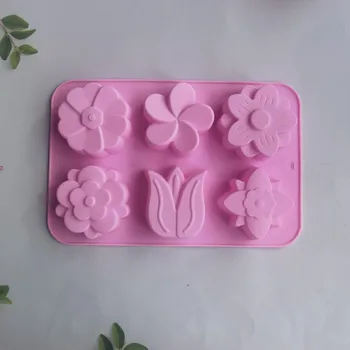 6 Delikli Lale sabun kalıbı Silikon El sabun kalıbı Ayçiçeği Şekilli Kek Ekmek Mum Kalıp Festivali Dekorasyon Aracı