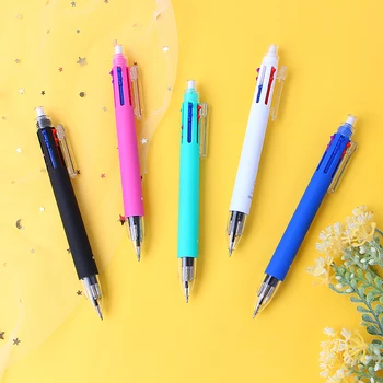 6 in 1 Renkli Tükenmez Kalem Dahil 5 Renk Tükenmez Kalem 1 Otomatik Kalem Üst Silgi İşaretleme Yazma Ofis Okul Kaynağı