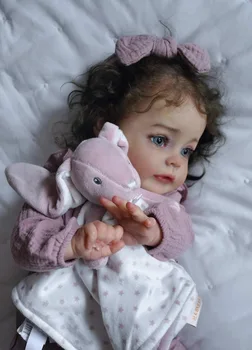 60cm Zaten Boyalı Bitmiş Bebek Yeniden Doğmuş Dava-dava Kız 3D Cilt Görünür Damarlar Köklü Saç Sevimli Yumuşak Vücut Bebek Giysileri Olmadan