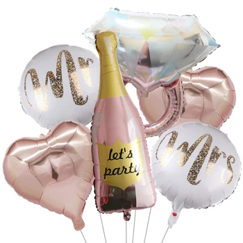 7 adet Bekarlığa Veda Partisi Dekorasyon Bayan Bayan Elmas Yüzük Folyo Balonlar Gül Altın Düğün Aziz Sevgililer Günü Parti Malzemeleri