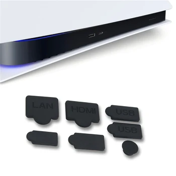 7 Adet Silikon Toz Fişleri Seti USB Arayüzü Anti-Toz Kapağı Toz Geçirmez Kapak Playstation 5 için Oyun Konsolu HDMI uyumlu