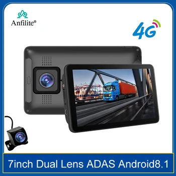 7 İnç 4G Dash Kamera araba dvr'ı 1080 P GPS Navigasyon Android 8.1 uzaktan kontrol monitörü 2 GB + 32 GB Video Registrator Dashcam ADAS G-sensörü