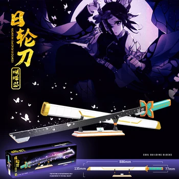 790 adet iblis avcısı Nichirin Kılıç Yapı Taşları Rengoku Kyoujurou Bıçak Katana Anime Bıçak Silah Tuğla Oyuncaklar Çocuk Hediyeler İçin