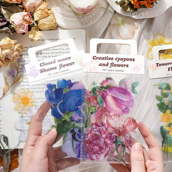 8 packs/LOT çiçekler tam bloom serisi retro mesaj malzeme PET sticker
