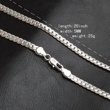 925 ayar gümüş moda erkek Güzel Takı 5mm 20 feet 50cm Kristal Avusturyalı kolye noel hediyesi
