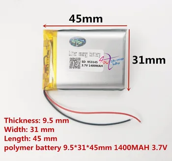 953145 3.7 V 1400 mAh yüksek kapasiteli lityum polimer pil pil GPS mobil güç piller