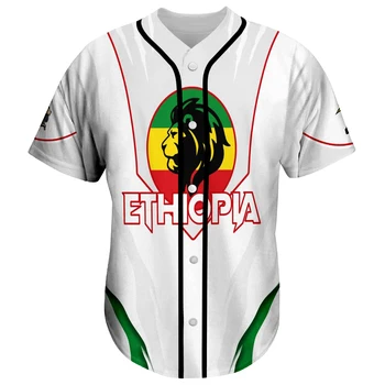 Afrika County Etiyopya Yerli Reggae Aslan Dövme 3DPrint Yaz Harajuku Rahat Komik beyzbol forması Gömlek Kısa Kollu X6
