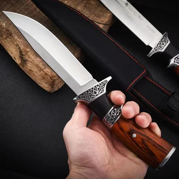 Ahşap saplı av bıçağı hayatta kalma bıçağı dağcılık balıkçı bıçağı ekmek dilimleme bıçağı acil kurtarma ordu bıçak keskin pa