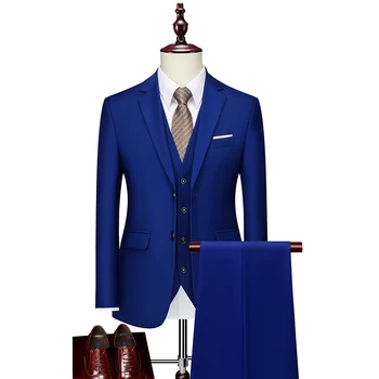 Akıllı Rahat Erkek Takım Elbise İş Slim Fit Blazers Birçok Renk Narin Smokin Erkek Takım Elbise 3 Parça Resmi Yüksek dereceli Elbise S-6XL