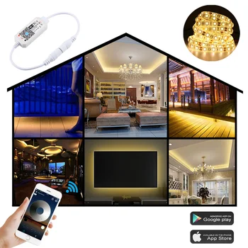 Akıllı WİFİ LED Şerit Beyaz sıcak Beyaz kısılabilir LED şeritler Su Geçirmez 2835 5M 10M 15M halat ışık LED WİFİ karartıcı kontrol cihazı