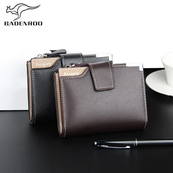 Badenroo marka Erkek Cüzdan Sıcak Satış Deri Kısa Erkek Cüzdan Çanta Erkek Debriyaj kartlıklı cüzdan Erkek Para çantası Erkekler Para çantası