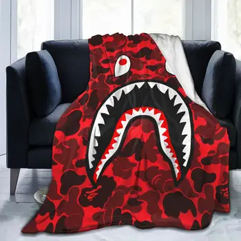 Bape Köpekbalığı Atmak Battaniye Ultra Yumuşak Hafif yatak battaniyesi Yorgan Dayanıklı Ev Dekor Kadife Battaniye kanepe battaniyesi