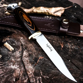 Barbekü Küçük Düz Bıçak Meyve Bıçağı Taşınabilir Açık hayatta kalma bıçağı siyah saplı fırça Kamp Avcılık Zammı koleksiyonu hediyeler