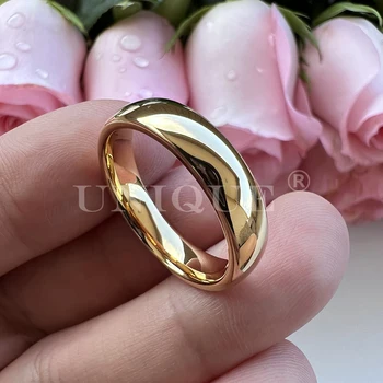 Benzersiz Mücevher 2-10mm Moda Altın Cilalı Kubbeli Tungsten karbür halkası Erkekler Kadınlar için Çift Moda Düğün Band Konfor Fit