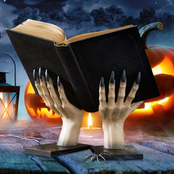Cadılar bayramı Cadı Kitap Standı Dekoratif Kitap Ayracı Raflar İçin Cadı El Dekor Cadılar Bayramı Partisi masa süsü Centerpiece Kitap Tutucu