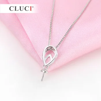 CLUCI 925 ayar gümüş Küçük kristal Kolye aksesuar inci kolye yapımı için, fit 7-8mm inci, kadınlar Güzel Takı SP236SB