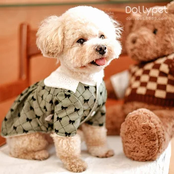 Dantel Prenses Elbise Pet Köpek Giysileri Yay Baskı Giyim Köpekler Pamuk Sevimli Chihuahua Tatlı Sonbahar Kış Yeşil Çocuk Mascotas