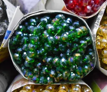 Derin Yeşil Renkler 4 * 6mm 50 adet Rondelle Avusturya faceted Kristal Cam Boncuk Gevşek Spacer Yuvarlak Boncuk Takı Yapımı için