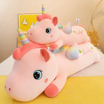Dev Kawaii Unicorn peluş oyuncaklar Yumuşak Dolması Bebekler Hayvan At uyku yastığı Erkek Kız doğum günü hediyesi Çocuk Oyuncak