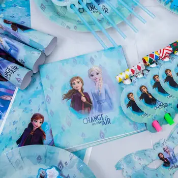 Disney Anna Elsa parti kız Bebek vaftiz Prenses temalı parti dekor kağıt afiş pasta topper ilk doğum günü dekorasyonu iyilik