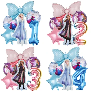Dondurulmuş Doğum Günü Partisi Süslemeleri Disney Prenses Anna Elsa folyo Balonlar Yay 32 inç numarası balon Bebek Duş Kız Hediyeler Globos