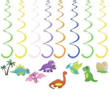 Doğum günü Partisi Dekoru Parti Garland Karikatür Dinozor Tavan Asılı Girdap Afiş Sarkan Flamalar Dino Parti Malzemeleri