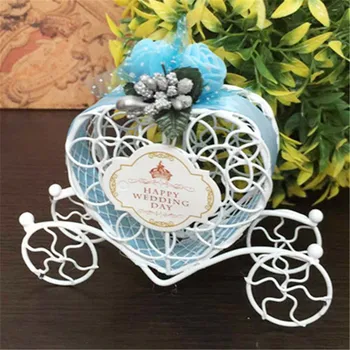 Düğün Dekorasyon 1 ADET Romantik Avrupa Yaratıcı Demir Kalp Şekli Kabak Arabası Düğün Şeker Kutusu Favor ve Hediyeler Malzemeleri