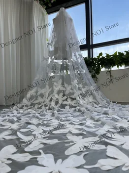 Düğün Veils Gelin için 3 Metre Kelebek Gelin Peçe Tarak Headpieces ile Gerçek Fotoğraflar Düğün Aksesuarları