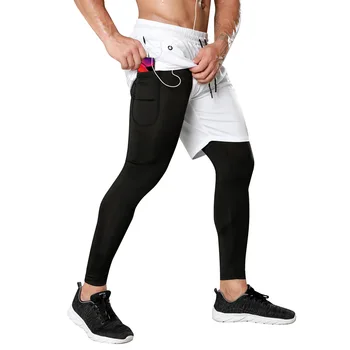 Egzersiz kıyafetleri erkek Spor Giyim Spor erkek Çabuk kuruyan İç Çamaşırı Rahat Spor pantolon Sahte İki parçalı Pantolon