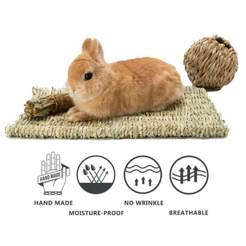 El Dokuması Ped Küçük Evcil Hayvanlar İçin Tavşan Çim Yastık Hamster Bitki Hasır Kafes Yatak Mat Kobay evcil hayvan kafesi Aksesuarları Lapin
