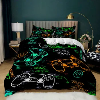 Erkek Yatak yatak örtüsü seti Tek Kişilik Yatak Oyun Konsolu Yorgan yatak örtüsü seti Mikrofiber Oyun Nevresim Çocuklar Öğrenciler Yatak Örtüsü Seti Kral