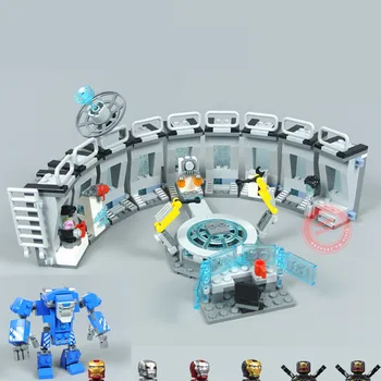 FİT 76125 harikaları Avengers Süper Kahramanlar Demir Adam Salonu Zırh Robot Salonu Modeli Yapı Taşları Tuğla Hediye oyuncak seti Çocuk Hediye