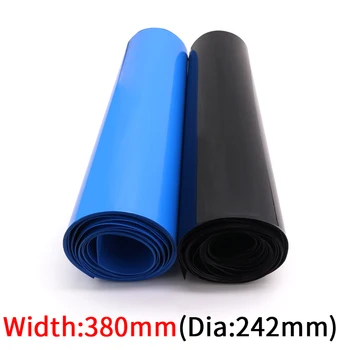 Genişlik 380mm Dia 242mm PVC ısı borusu Shrink Lityum pil yalıtımlı streç film koruma çantası paketi tel kablo kılıfı siyah mavi
