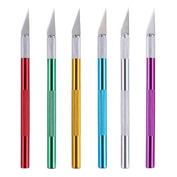 Gravür Kaymaz Metal Neşter Bıçak Seti + 45/40/5 adet Bıçakları +Alüminyum Kutu isteğe bağlı Renkli Kesici Zanaat Bıçakları Tamir için